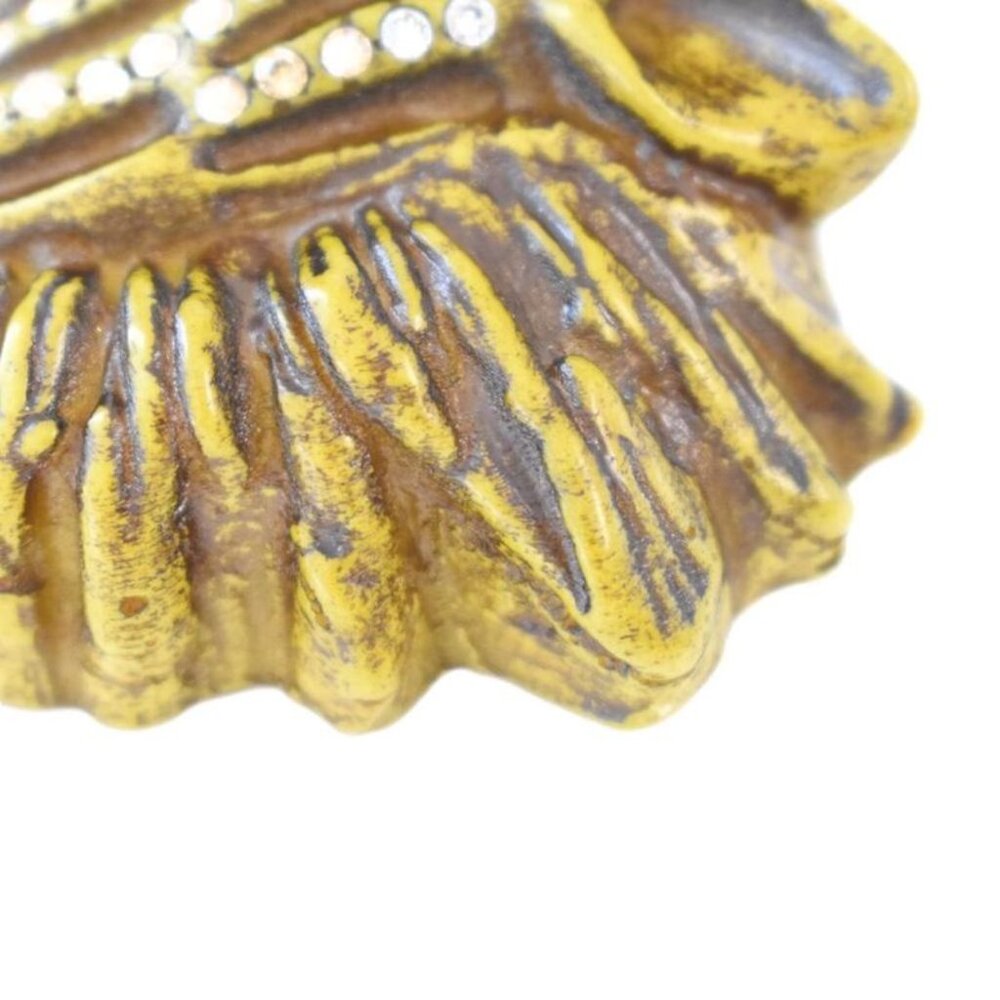 Gucci Taiga Head Brooch Rhinestone Decoration Brown - Picture 5 of 5